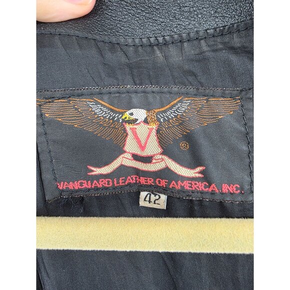 Harley-Davidson Vanguard Leather Vest Size 42 Black Mens Western Style With Eagl - Picture 3 of 9